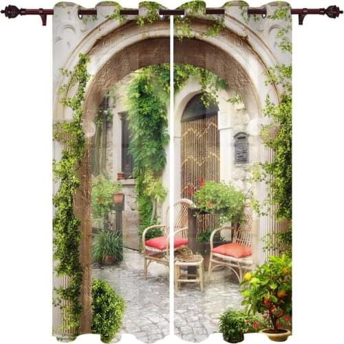 Garden Arched Building Valance Window Curtains For Living Room Bedroom Kitchen Home Luxury Youth Room Treatment Window Curtains