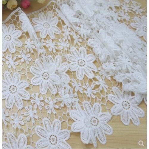 Shidao white polyester embroidered sewing ribbon guipure lace trim or fabric warp knitting DIY Garment Accessories free shipping