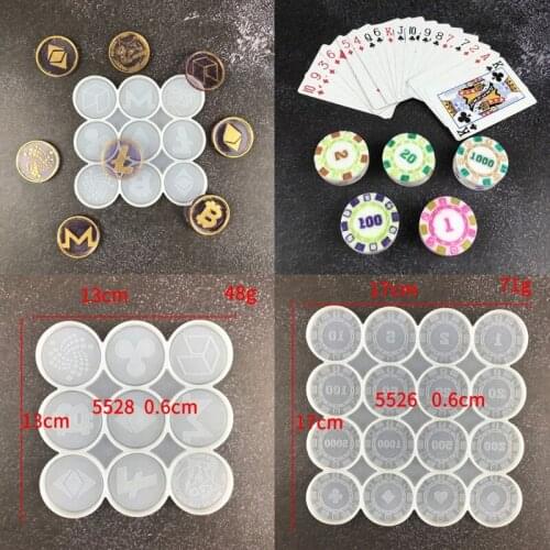DIY Poker Chips Game Coins Epoxy Resin Mold Commemorative Coins Silicone Mould