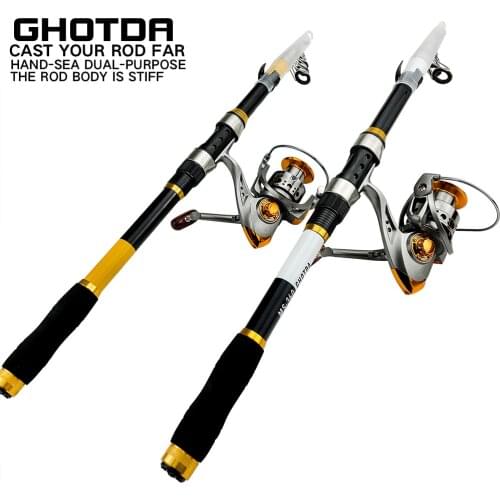 Telescopic Fishing Rod With Spinning Reel Combo Fishing Reel Pole Sets Kit for Travel Fishing Tackle