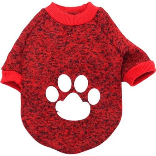 Warm Dog Clothes Cartoon Paw Printed Puppy Pet Cat Sweater Jacket Coat Fashion Soft Winter Hoodies For Small Dogs Chihuahua