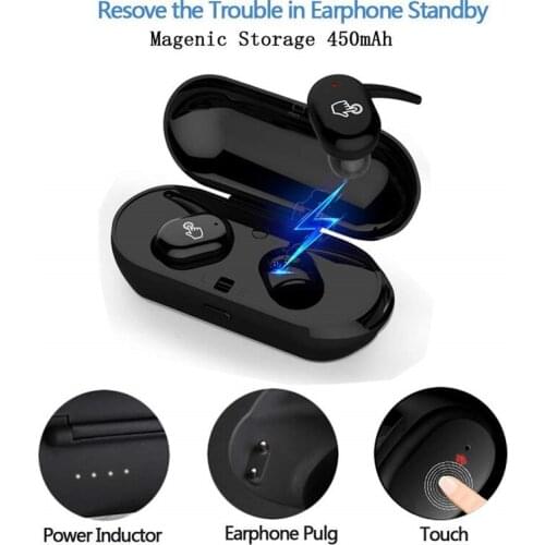 TWS Bluetooth Earphone with Mic Fingerprint Touch Wireless Headphones HD Stereo Noise Cancelling Earbud Headset For Xiaomi phone