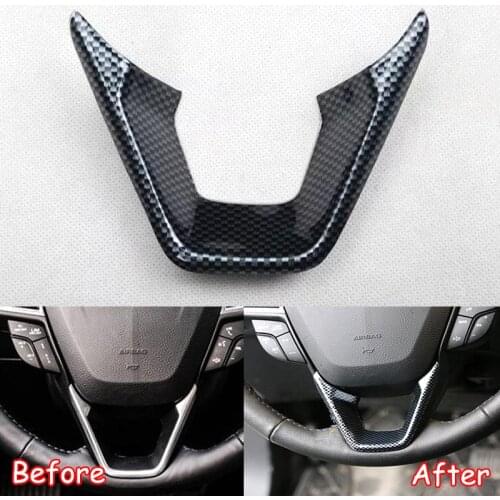 Carbon Fiber Style Car Steering Wheel Decoration Bezel Car Cover Trim Styling For Ford Mondeo 2017 2018 Accessories