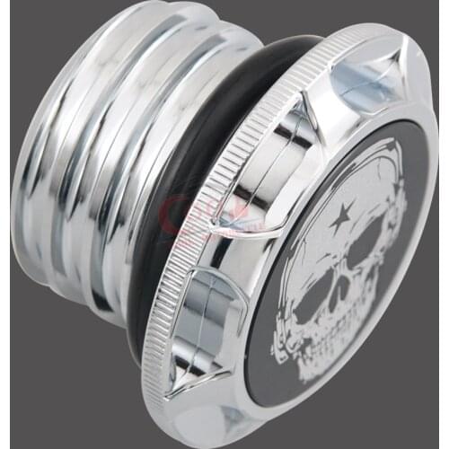 Universal Motorcycle Chrome Music Skull Fuel Gas Oil Tank Cap Cover Fits For Harley Sportster XL 883 1200 96-14