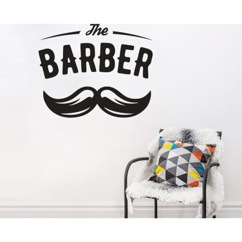 The Barber Logo Window Vinyl Sticker Hair Salon Decoration Barbershop Sign Wall Sticker Moustache Wall Art Decal Poster AZ802