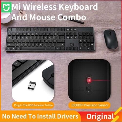 Xiaomi Wireless Office Keyboard & Mouse Set 104 keys 2.4GHz USB Portable Mouse Russian Keyboard for Windows 10 PC MAC