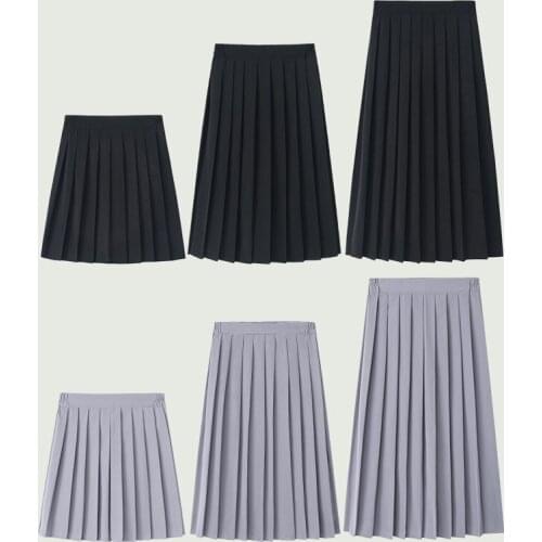 Japanese School Uniforms for Girls Solid Color COS Pleated JK Skirts Black Grey High School Student Girls Academy Style Bottoms