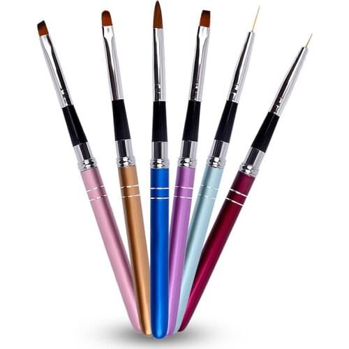 1 Professional 6-color Metal Combination Pen Barrel Drawing Pen Crystal Phototherapy Brush for DIY Design Carving Pen Nail Tool