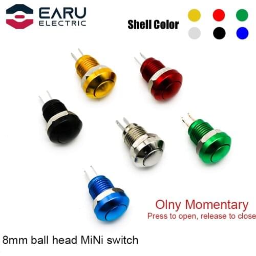 1pc 8mm Momentary Metal Horn Doorbell Bell Push Button Switch Waterproof Car Auto Engine PC Power Start Starter Red Blue Green