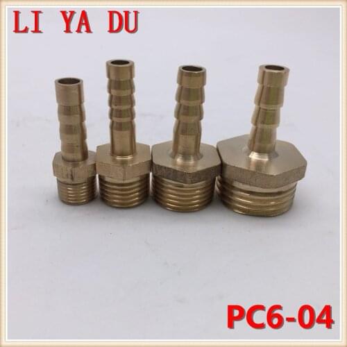 10pcs/lot Copper pagoda joints 6mm-G1/2 Brass joint/water pipe joint/gas joint pc6-04 Brass Pipe Fitting
