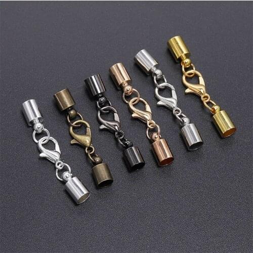 10PC Lobster Clasps Hooks F/ Leather Cord Bracelet 3 4 5 6 8 9 10mm Crimps End Tip Caps Connector Necklace Clasp F/ DIY Jewelry