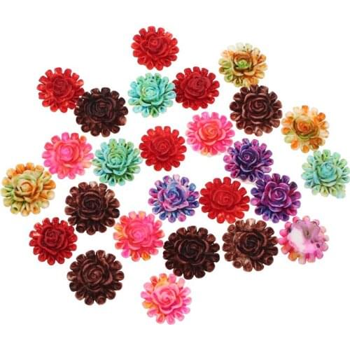 50Pcs 13x12mm Round Resin Flowers Decorations Crafts Flatback Cabochon Embellishments For Scrapbooking Diy Accessories
