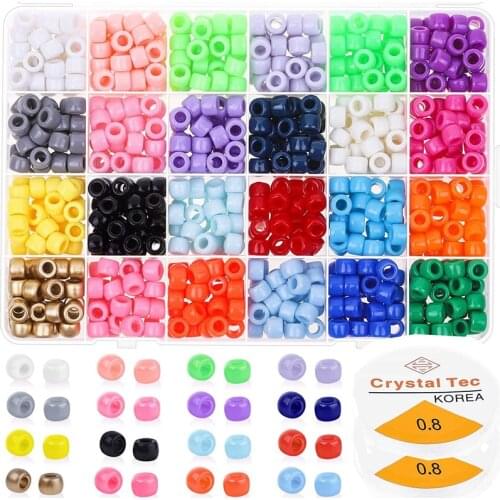 1100 Acrylic Bucket Beads 24 Color Pony Beads DIY Childrens Creative Bracelet Necklace Jewelry Making Set Handmade Accessories
