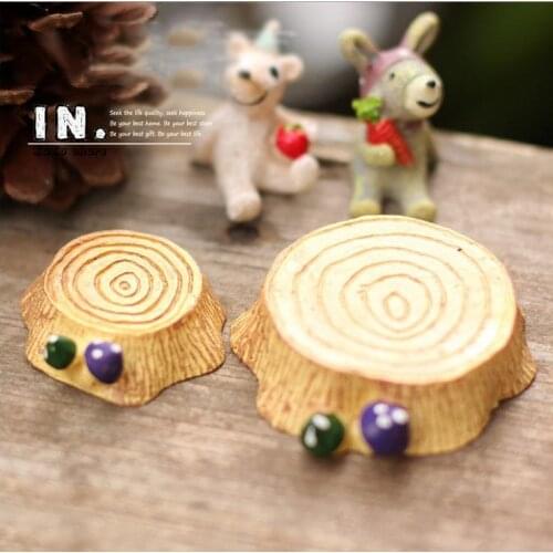 3.5cm Resin wooden base mat home Decoration moss Figurine ornaments DIY terrariums/doll house fairy garden accessories material
