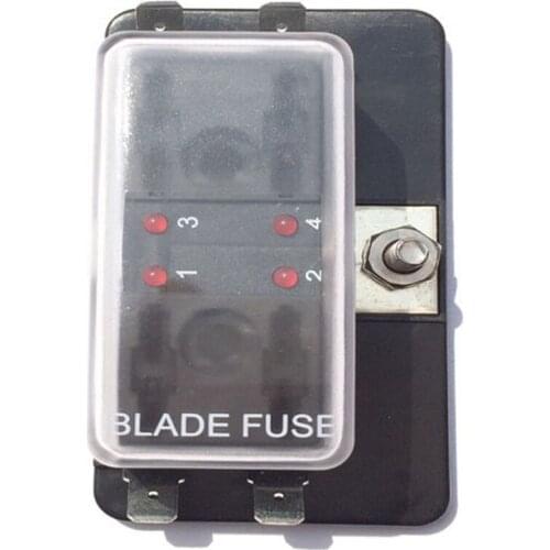 4 Way Circuit Standard Blade Fuse Box DC 12V/24V Car Fuse Block Holder With Failure Light For Car Marine Blade Fuse Box