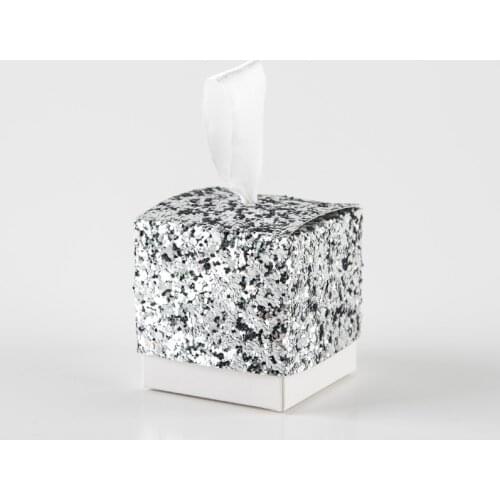 50 pieces/lot) Silver Glittery Wedding Candy Box Birthday Baby Shower Party Favors Decoration Supplies Chocolate Gift Box B004