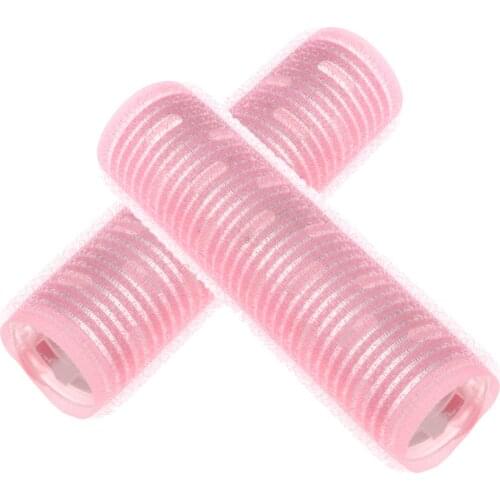 2pcs Pink Large Hair Rollers, Self Grip, Salon Hairdressing Curlers for Women Girls