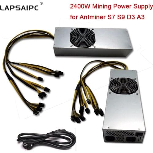 Lapsaipc Miner PSU 2400W Power Supply 12V mining power 6Pin For Bitcoin Miner Eth Rig Ethereum S7 S9 D3 A3