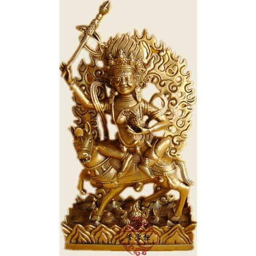 Bronze Dorje Shugden Buddha Statue Vajradhara Auspicious Tianmu Mule Guardian