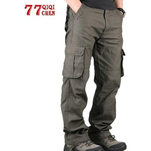 Cargo Pants Men Casual Multi Pockets Military Plus size Joggers Tactical Pants Male Army Straight Loose Trousers 100%Cotton Pant