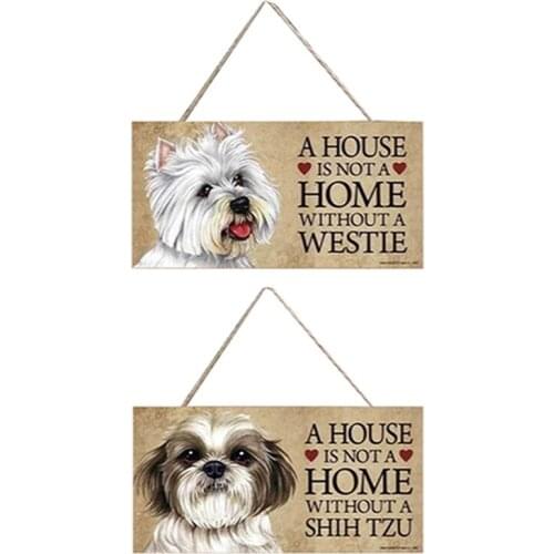 Wooden Dog Tag Plaque A House Is Not A Home Without Shih Tzu Westie Golden Hanging Board Gift For Pet Lovers Plaque