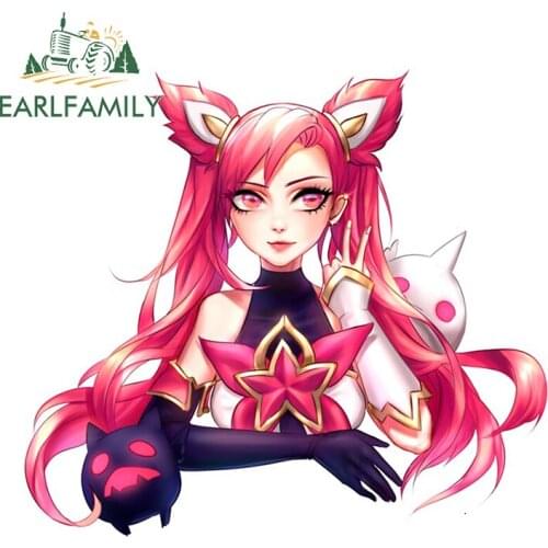 EARLFAMILY 13cm x 11.8cm For Red Haired Ahri Anime Funny Car Stickers Waterproof Scratch-Proof Decal Windshield Vinyl Car Wrap
