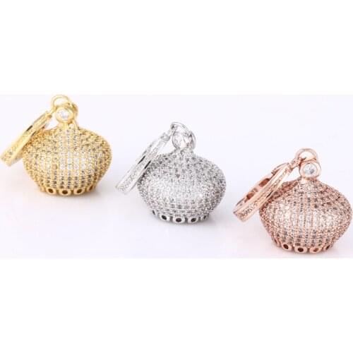 Hot Micro Pave Clear Zircon Cup Jewelry Connectors French Design Crown Clasp Charms Fits Necklace Making DIY Jewelry Accessories