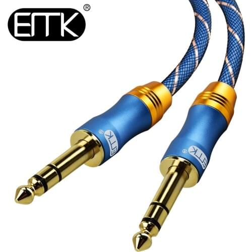 EMK TRS Cable 6.35 1/4" Male to Male TRS Stereo Jack Audio Cable with Metal Housing and Nylon Braid for iPod,Laptop,Home Theater