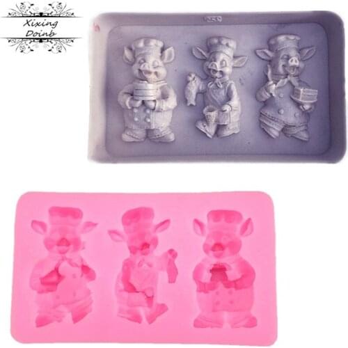 Kitchen piggy shape cooking tools chocolate decoration silicone mold baking fudge candy craft DIY cake