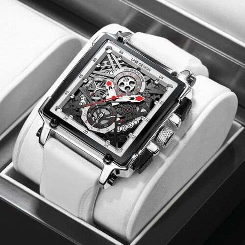 LIGE 2021 New Men Watch Top Brand Luxury Waterproof Quartz Square Wristwatche For Men Date Sports Hollow Clock Male Montre Homme