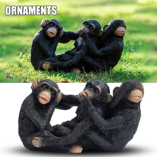 Cute Monkey Statue Hand Painted Animals Resin Crafts Desktop Ornament for Home Garden Living Room Decoration A1