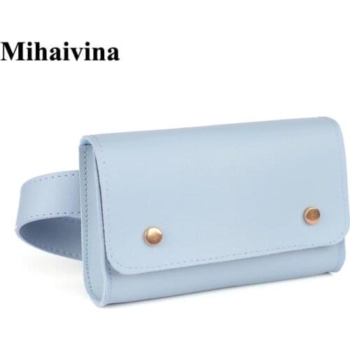 Mihaivina Fashion Women Waist Bag PU Leather Waist Pack For Female Girl Travel Belt Bag Pack Newest Fanny Bags Chest Handbag