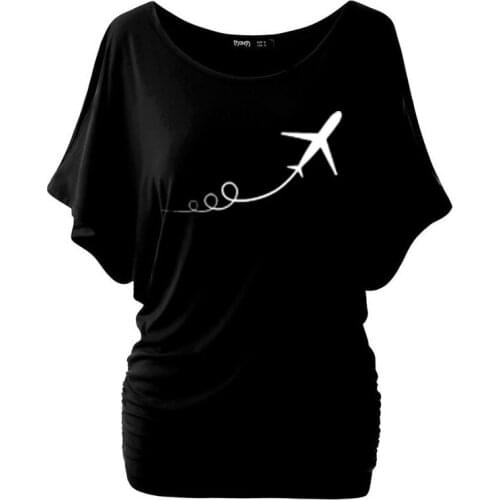 2019 NEW Airplane taking off Print Women tshirt Cotton Casual Funny t shirt For Lady Girl Top Tee Hipster Tumblr