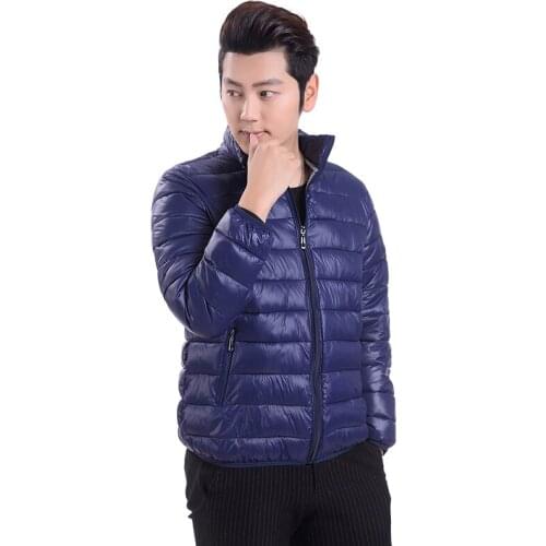 New Autumn Winter Light Down cotton Coats Men Casual Jacket Warm Parkas Stand Collar slim Outwear RE0921