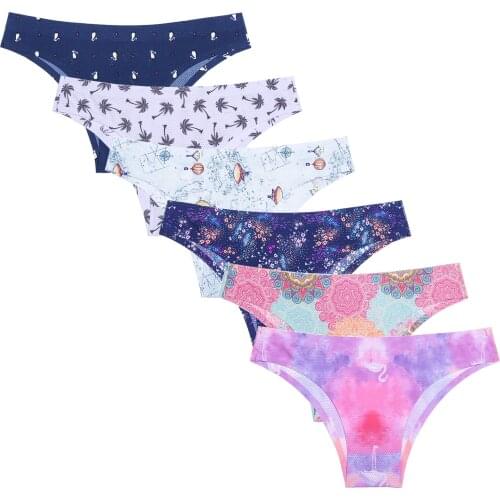 Solid Breathable Printed Seamless Floral Print Womens Panties Underwear Plus-sized Briefs