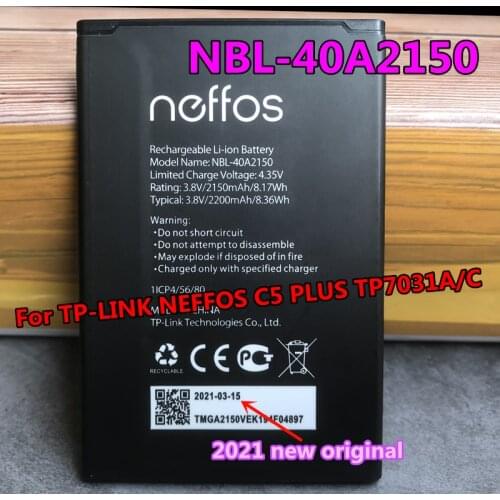 Original New NBL-40A2150 2200mAh Battery For TP-LINK NEFFOS C5 PLUS TP7031A TP7031C Bateries