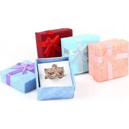 Necklace Earrings Ring Packaging Jewelry Paper Gift Box for gift wedding party supply mulitily-color 4x4x2.6cm