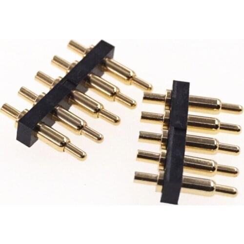 10 Pcs Pogo Pin Connector 5 Pole Through Holes Pogopin Battery Spring Loaded Contact DIP Needle 7.0MM Height SIP 2.54MM Pitch