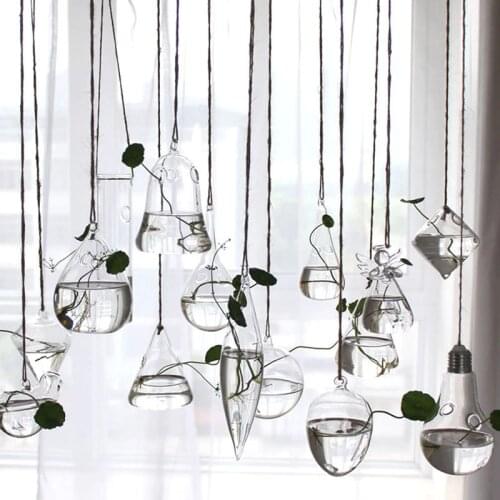 Flower Hanging Vase Glass Planter Plant Terrarium Container Garden Home Wedding Decor