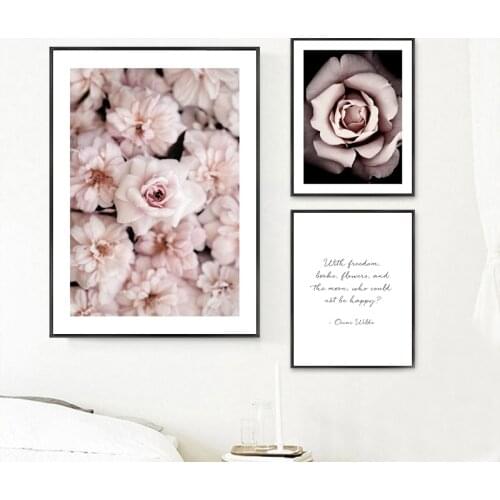 Scandinavian Style Home Decor Poster Flower Rose Modern Canvas Painting Nordic Wall Art Print for Living Room Decorative Picture