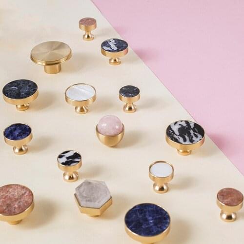 Natural Stone + brass Knobs and Handles Drawer Pulls Kitchen Cabinet Knobs and Handles Furniture Hardware