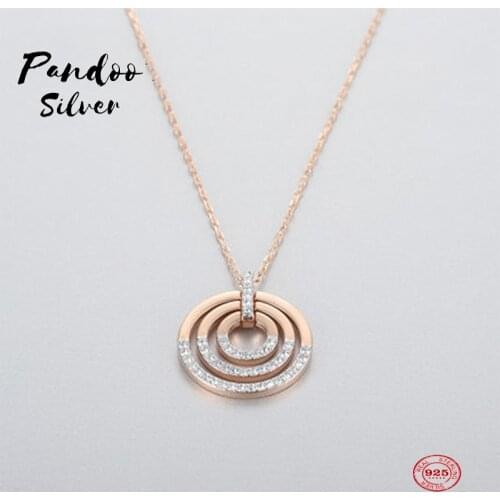 PANDOO Fashion Charm Pure 925 Silver Original 1:1 Copy, Simple And Elegant Round Exquisite Necklace Female Luxury Jewelry Gifts