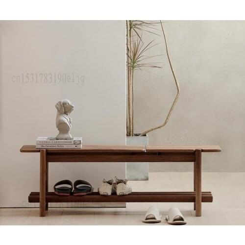 Black Walnut Bench Original Porch Bedroom Solid Wood Nordic Shoe Changing Stool Bench Stool Cherry Wood Bed End Stool