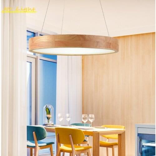 Modern LED Pendant Lights Lighting Dining Room Remote Control Pendant Lamp Restaurant Kitchen Solid Wood Hanging Lamp Luminaries