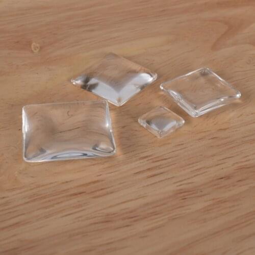 10-25mm Glass Square Charms Pendant Cabochon Demo DIY Accessories Flat Back Cabochons Cameo For Jewelry Making Supplies