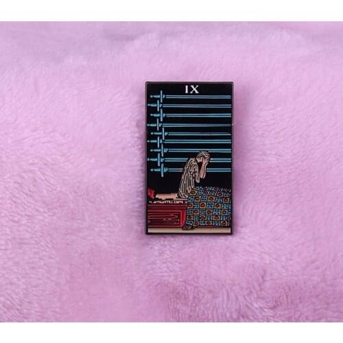 Tarot card Nine Of Swords lapel pin mystical witchcraft divination jewelry