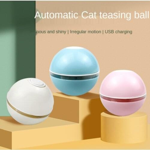 Smart Interactive Cat Toy Ball Colorful LED Self Rotating Ball With Catnip Bell Feather USB Rechargeable Cat Ball Toy Dropship