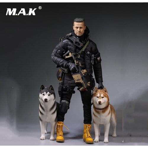 In stock 6 Colors 1:6 Accessories Siberian Husky Simulation Animals Sixteenth Dog Figure Model Toys for 12 '' Action Figure