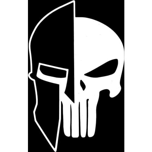 SZWL Sparta Helmet Personality Skull Car Sticker Vinyl Automobile Motorcycle Decals Waterproof Decoration Black/white,13cm*8cm
