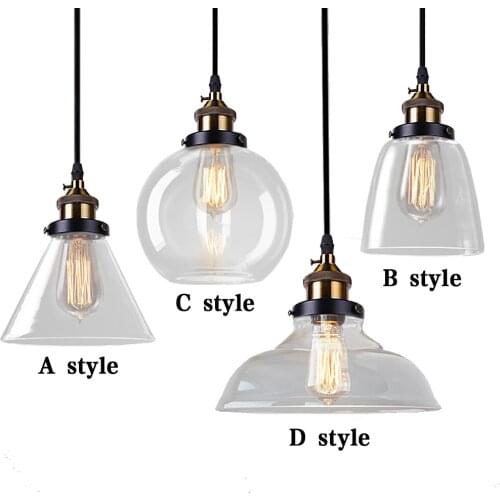 Vintage Pendant Lights Glass Suspension Luminaire Loft Retro E27 Lamp Lamparas Colgantes Industrial Home Lighting Fixture